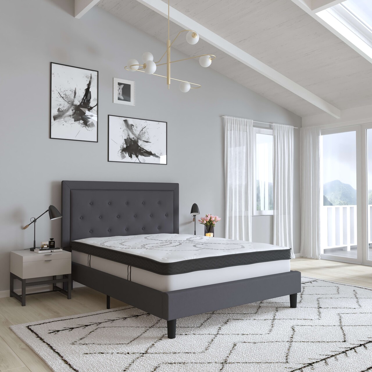 Merrick Lane Luna 10 Inch Hybrid Mattress CertiPUR-US Certified Foam & Pocket Spring Mattress in a Box